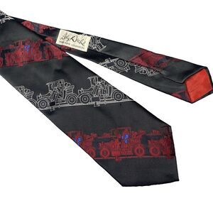 Vintage LILLY DACHE Mens Tie Necktie Novelty Cars Black Red White 58x4